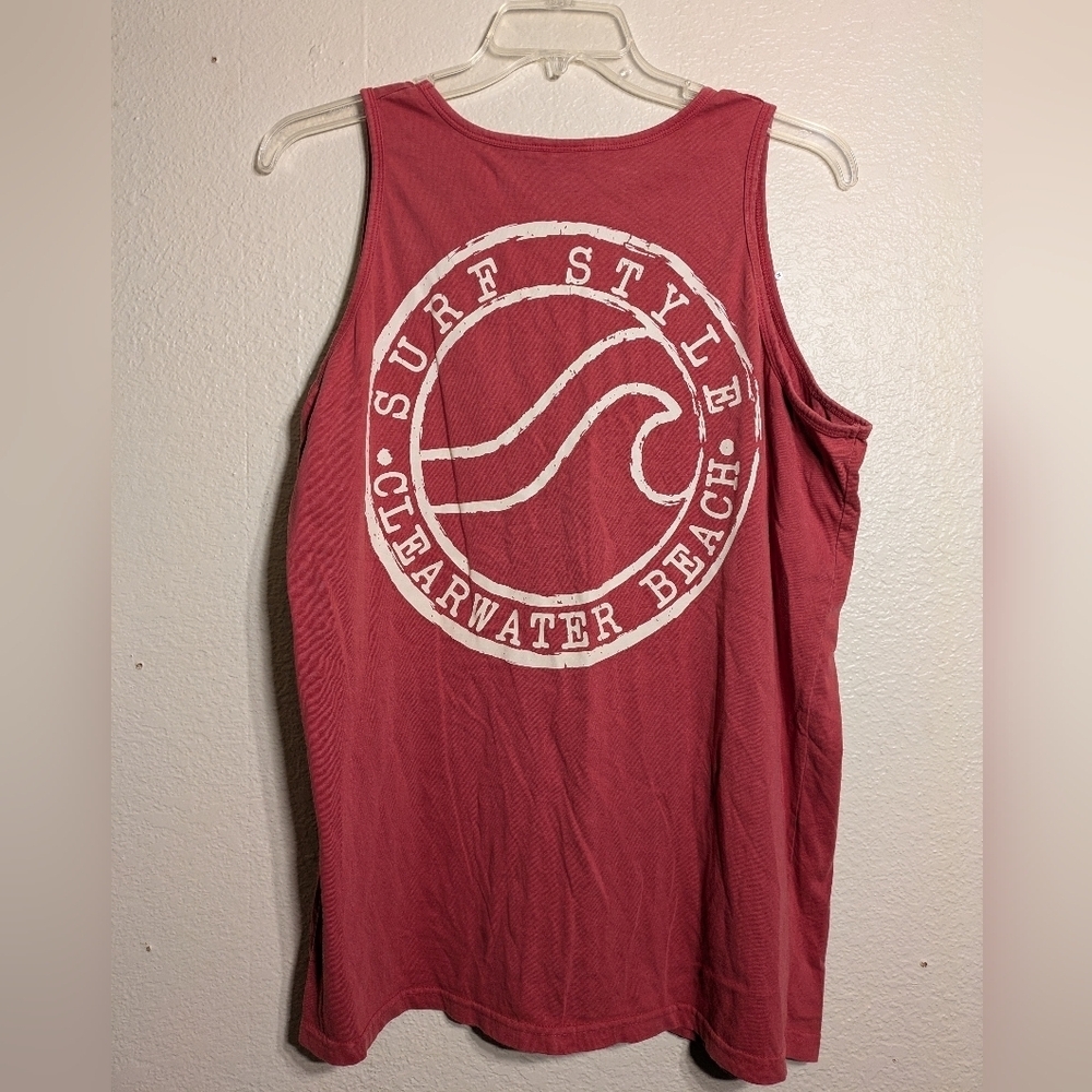 Surf Style Red Rash Guard with Wave Design Pre-owned Size Xl